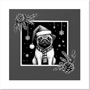 Gothic Christmas Pug Posters and Art